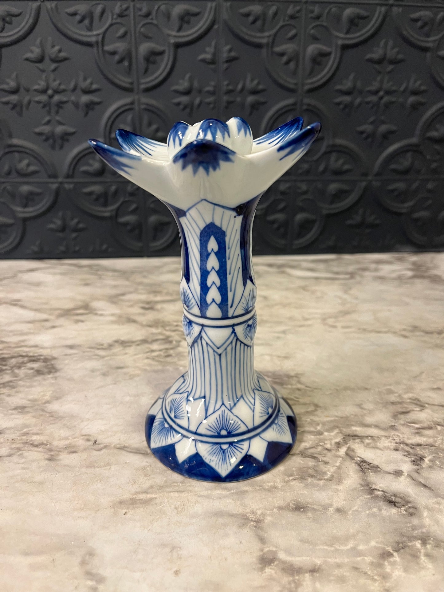 Blue and White Lotus Candle Holder