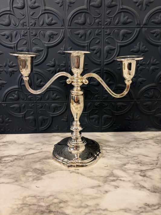 Silver Plate Candelabra Three Arm