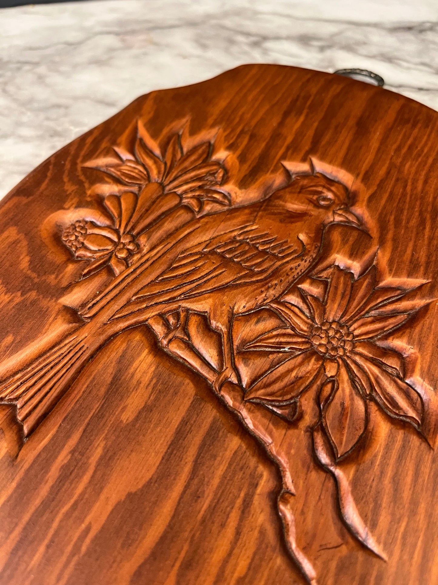 Wood Carved Bird Plaque