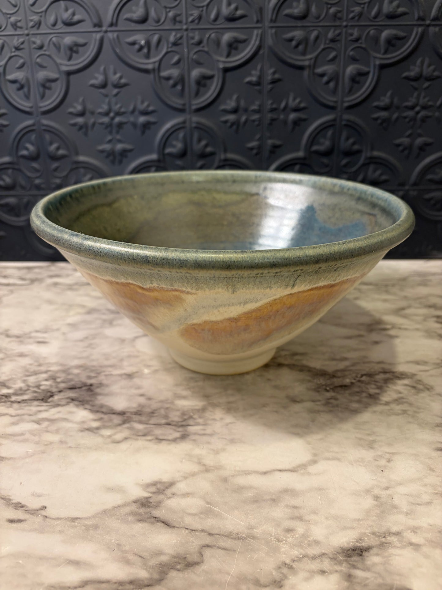 Hoffman Pottery Bowl Greenish Blue inside