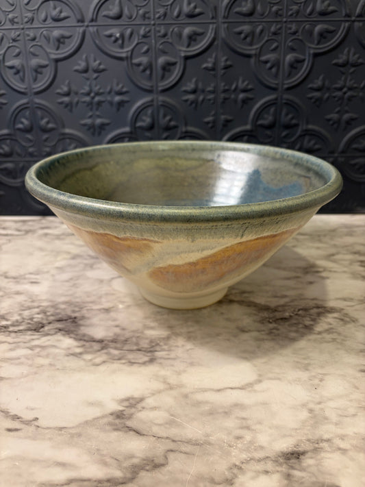 Hoffman Pottery Bowl Greenish Blue inside