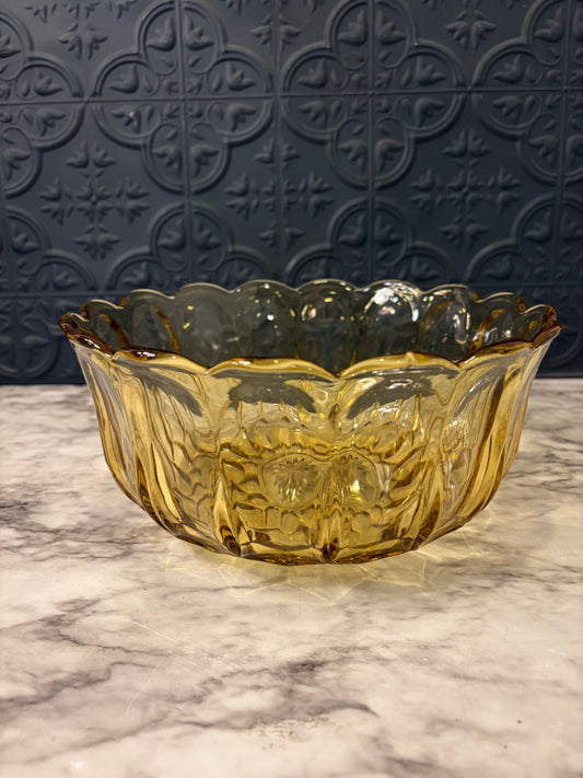 Anchor Hocking Amber Glass Bowl with Scallop Rim
