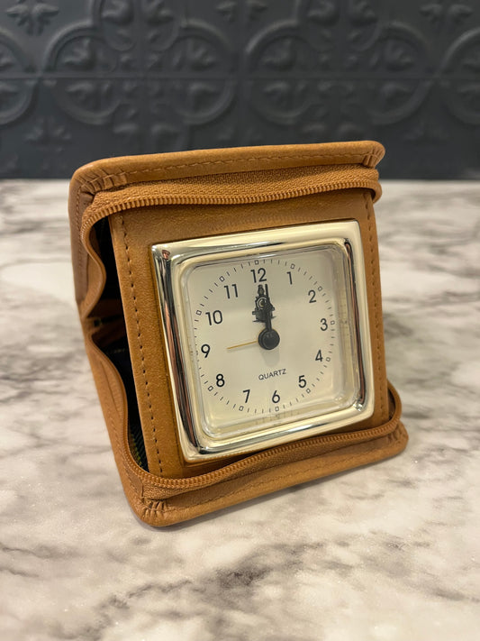Travel Clock in Leather