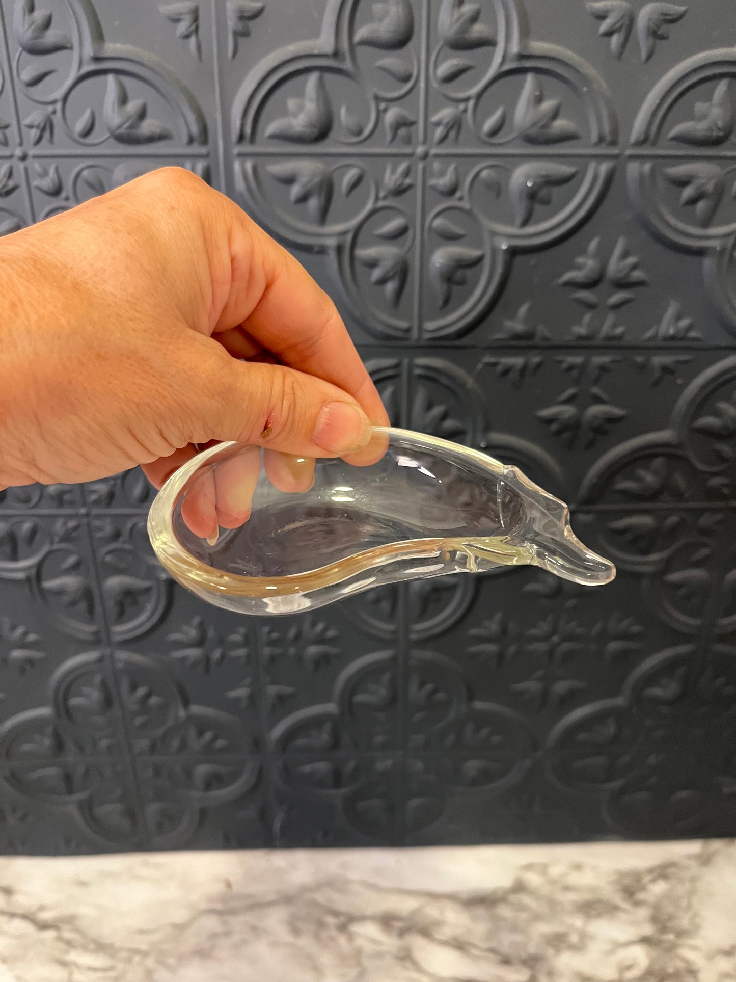 Small Eggplant Glass Trinket Dish