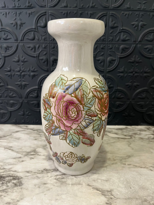 Hand Painted Vase Cream and Pastel
