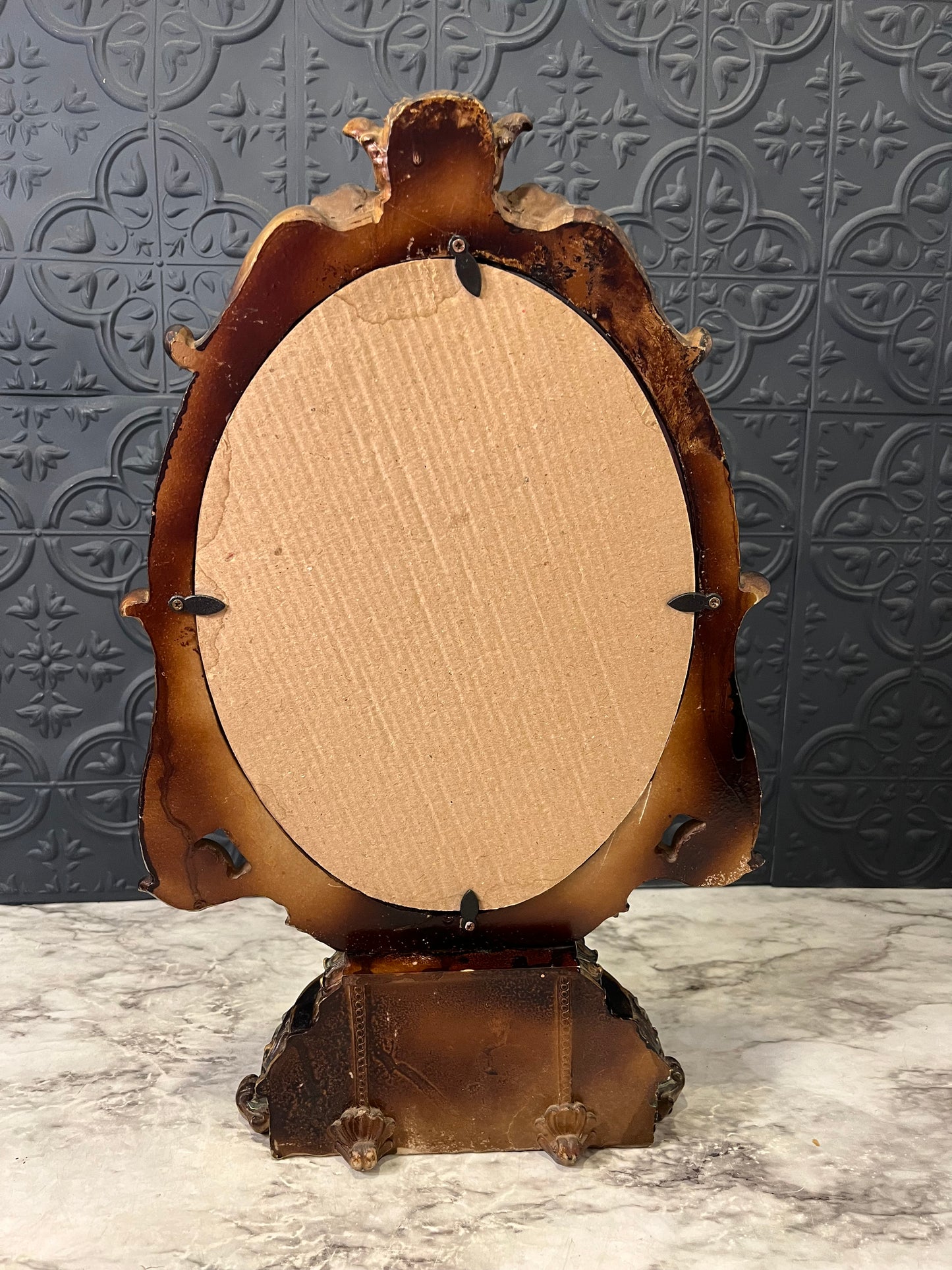 Tabletop Ornate Resin Mirror Gold tone