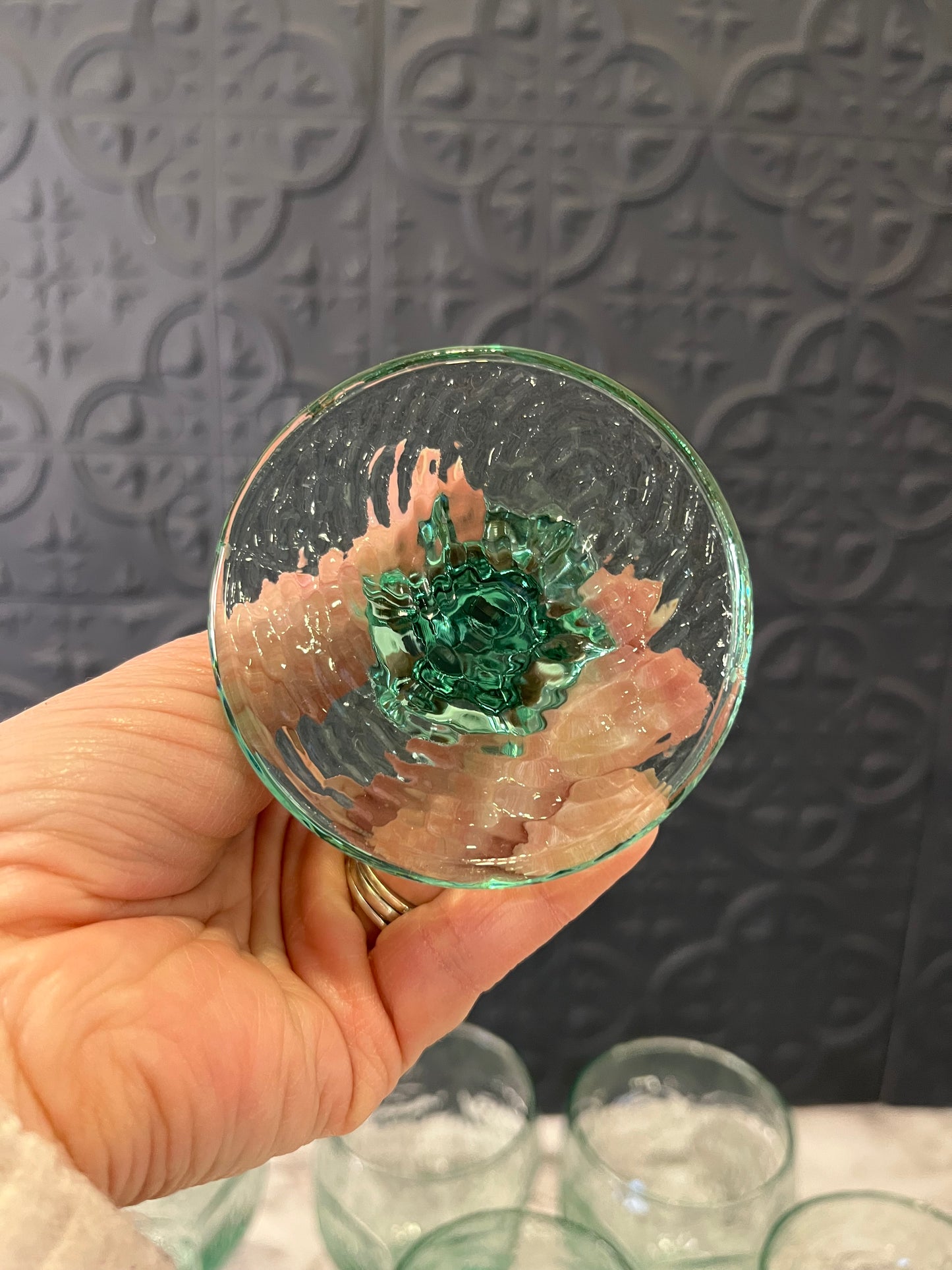 Libbey Chivalry Green Goblet x 6