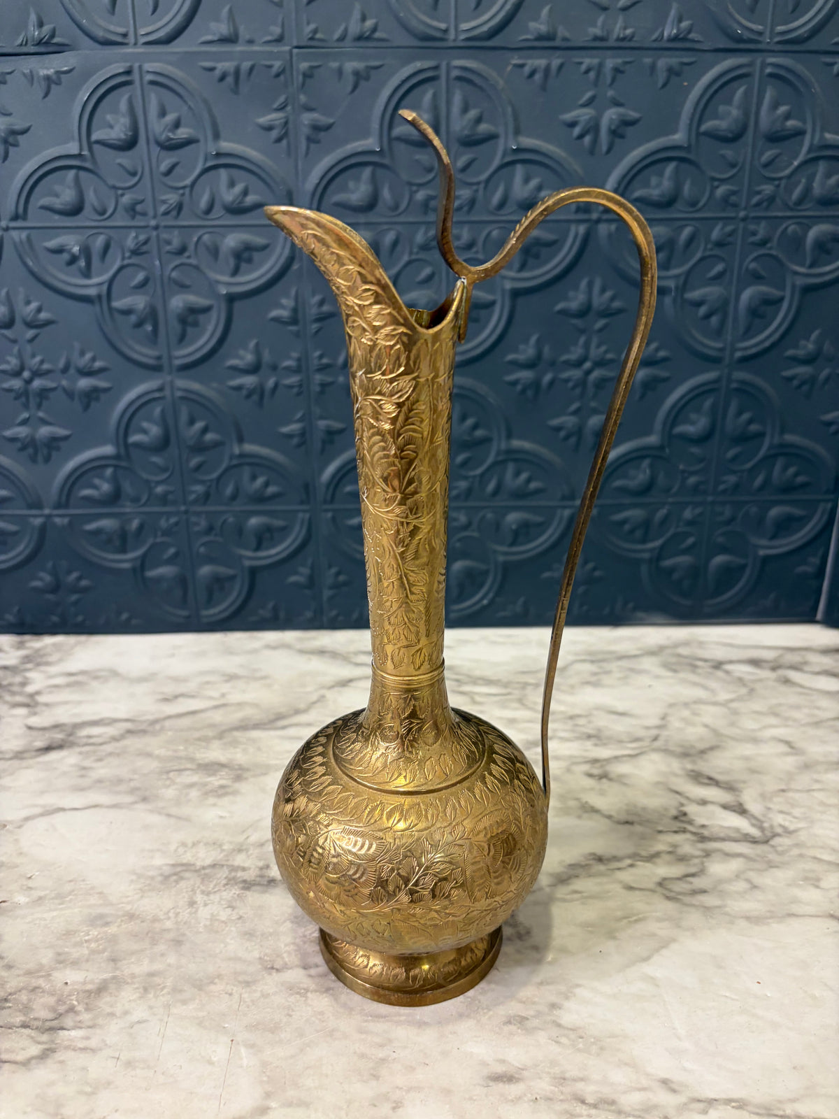 10" Etched Brass Pitcher