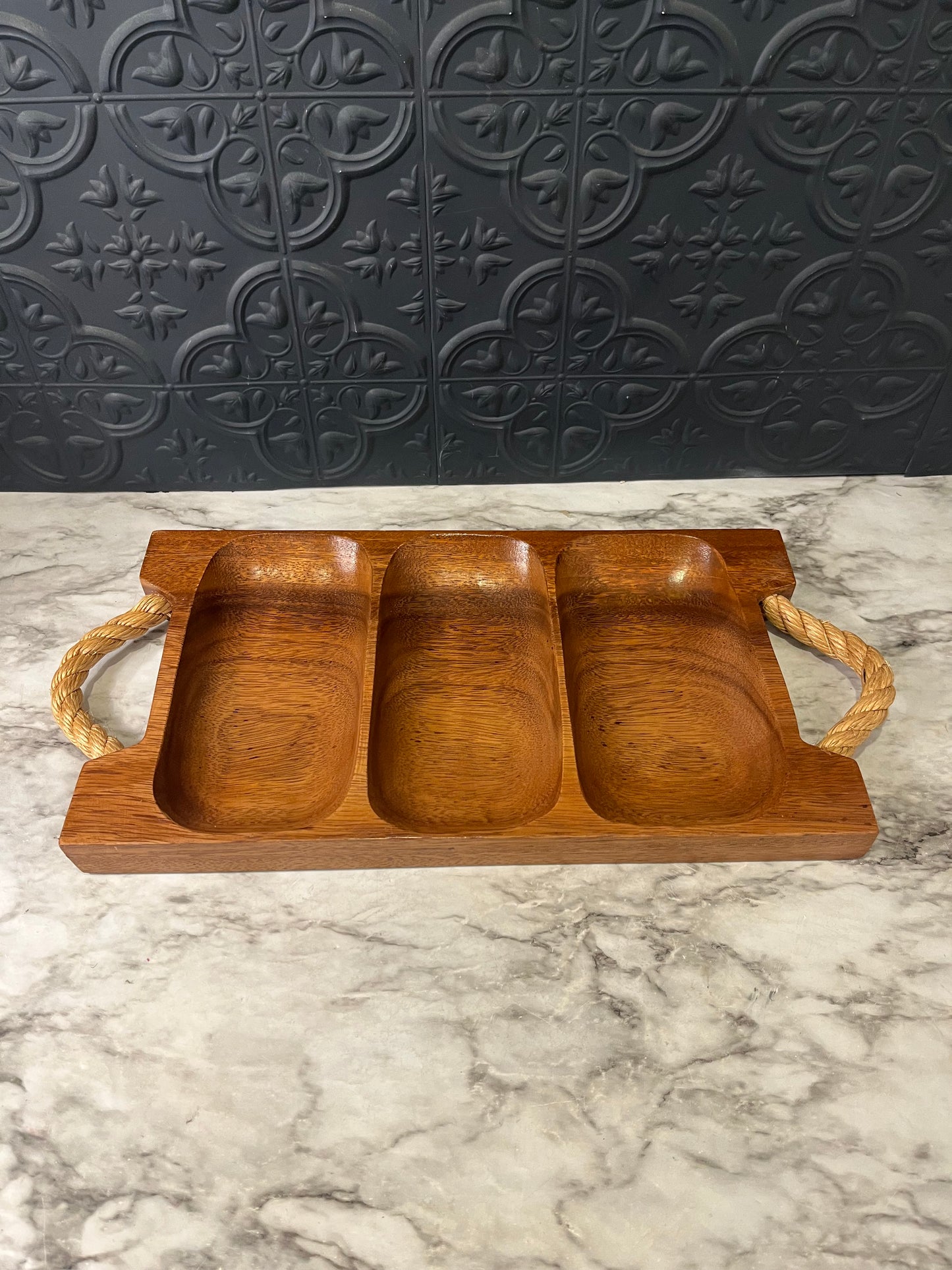 Wood Serving Tray with Rope Handles