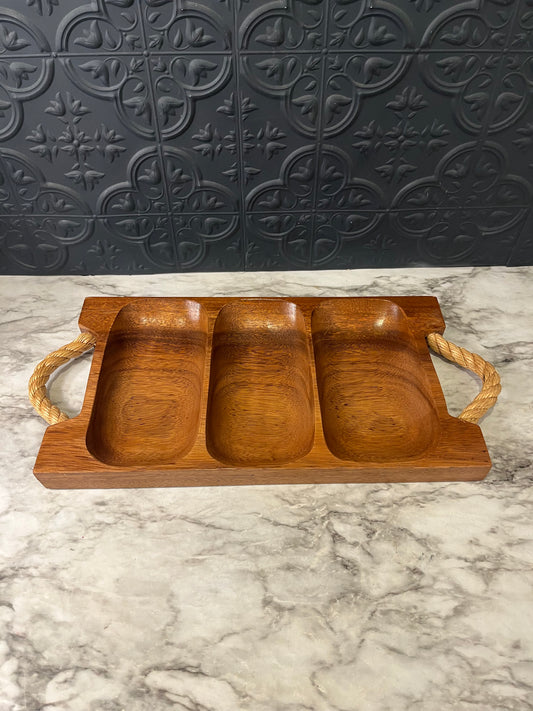 Wood Serving Tray with Rope Handles