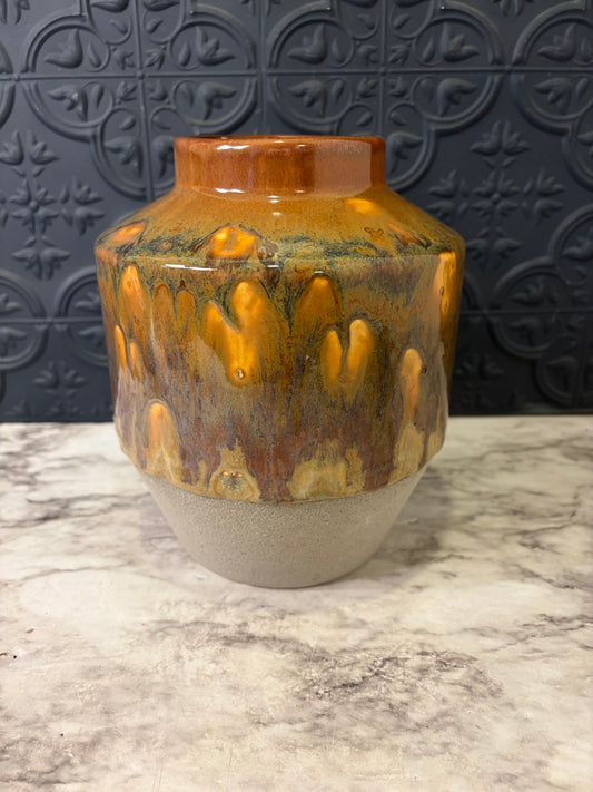Mikasa Vase Amber and Brown Drip Glaze