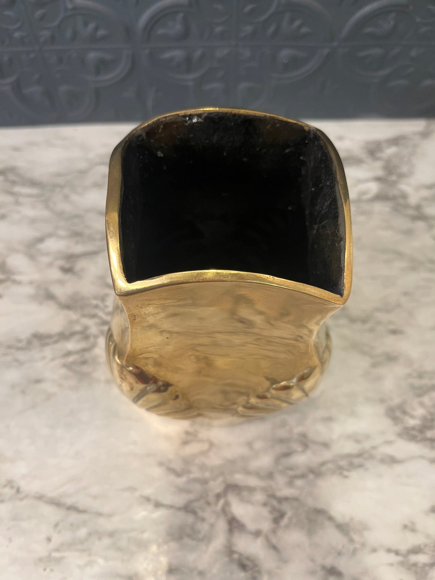 Solid Brass vase with Shell reliefs