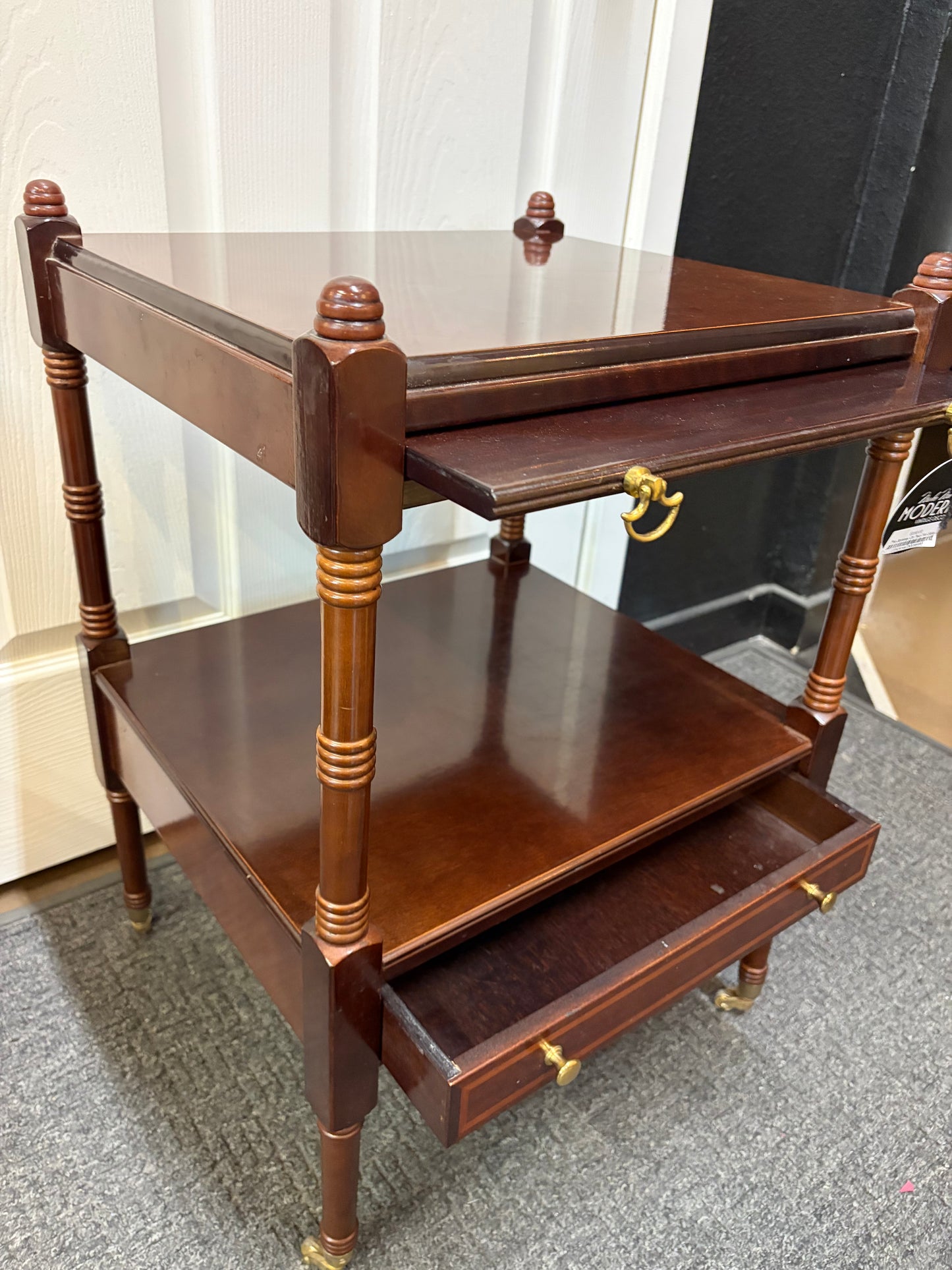 The Bombay Co. Two Tier Side Table on Wheels