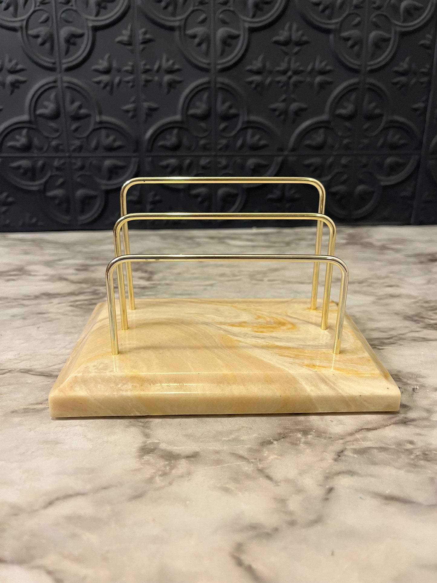 Letter Holder Cream and Brass