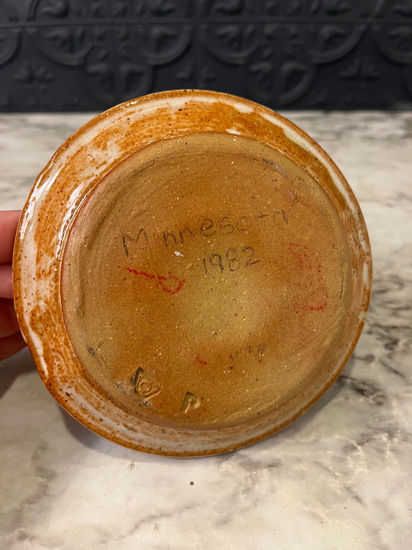 Brown Pottery Chamberstick candle holder