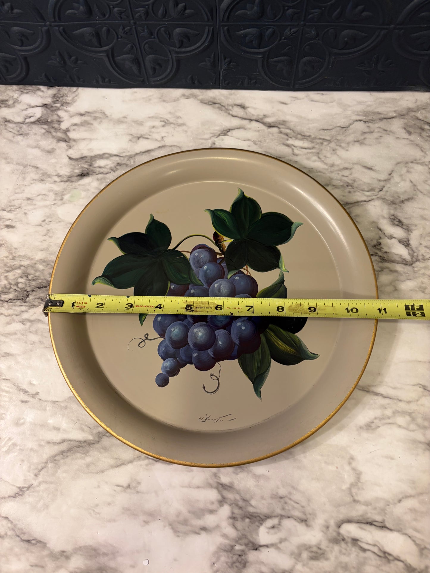 Hand Painted Tray with Grapes