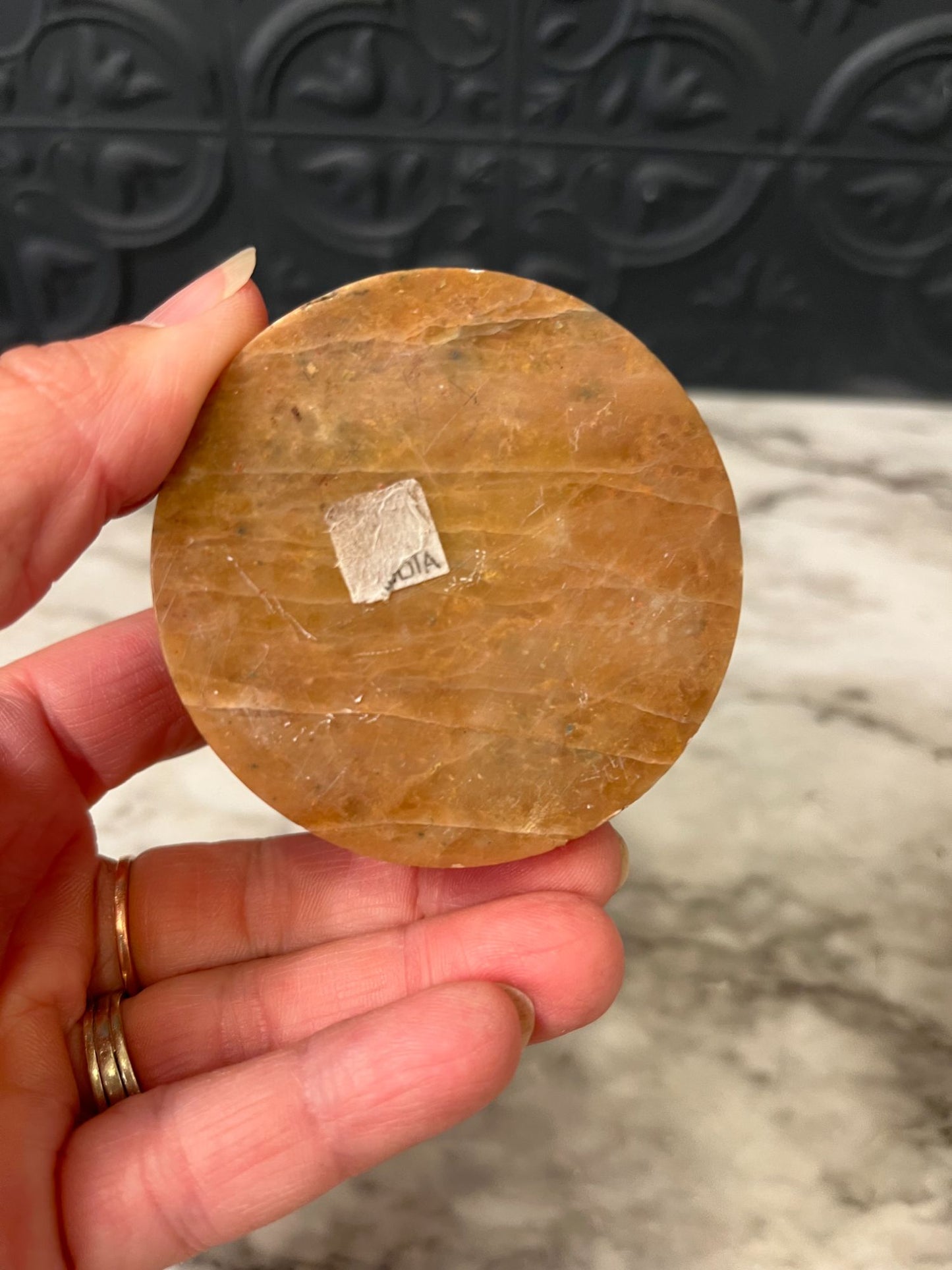 Round Stone Box with flower  inlay