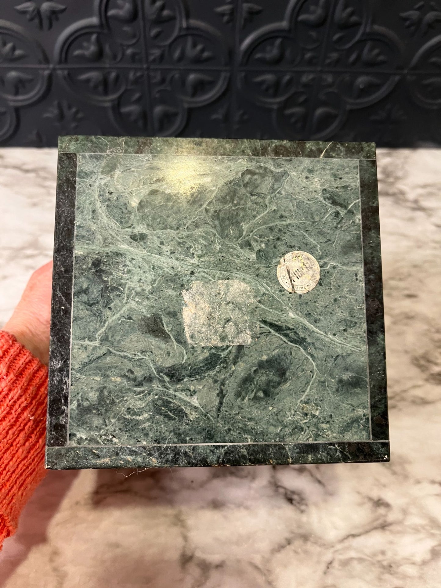 Green Marble Pier One Tissue Box Holder