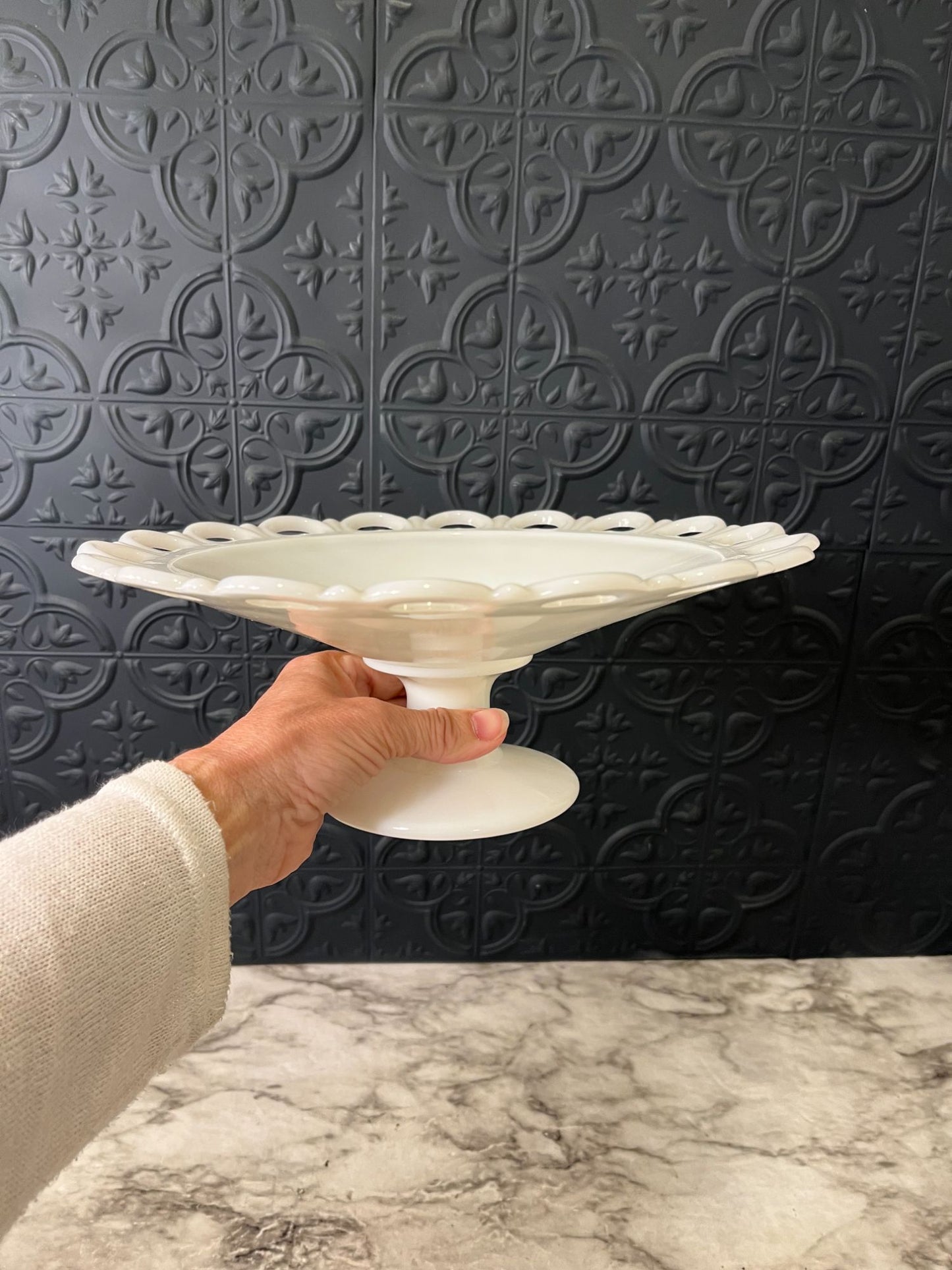 Anchor Hocking Milk glass  pedestal bowl