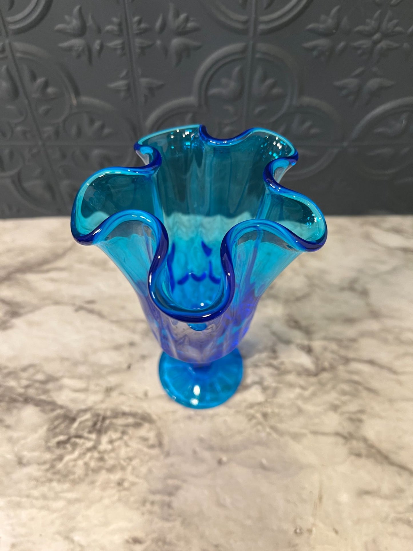 Fenton Blue Glass Vase