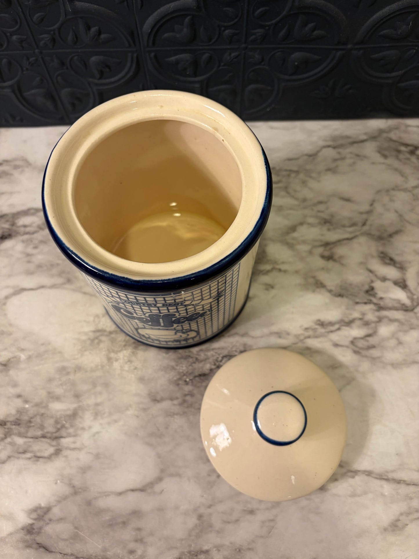 Country Best Blue and White Coffee Canister
