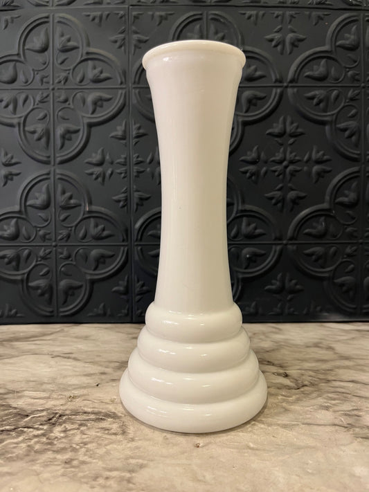 Milk Glass Vase with Ripple Base