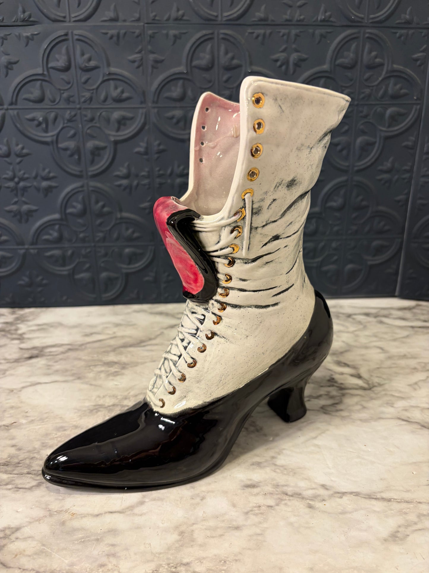 Homemade Victorian Boot Vase - AS IS