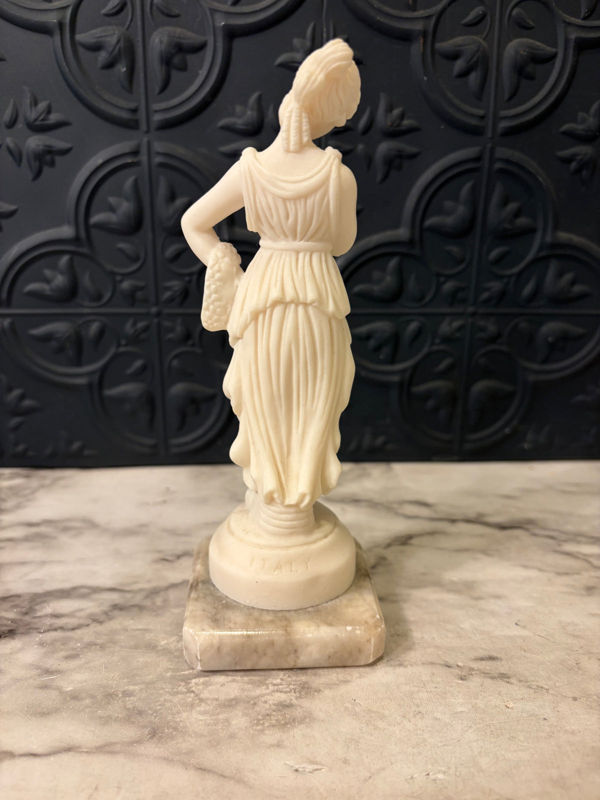 Resin Sculpture of Roman Woman on Marble Base