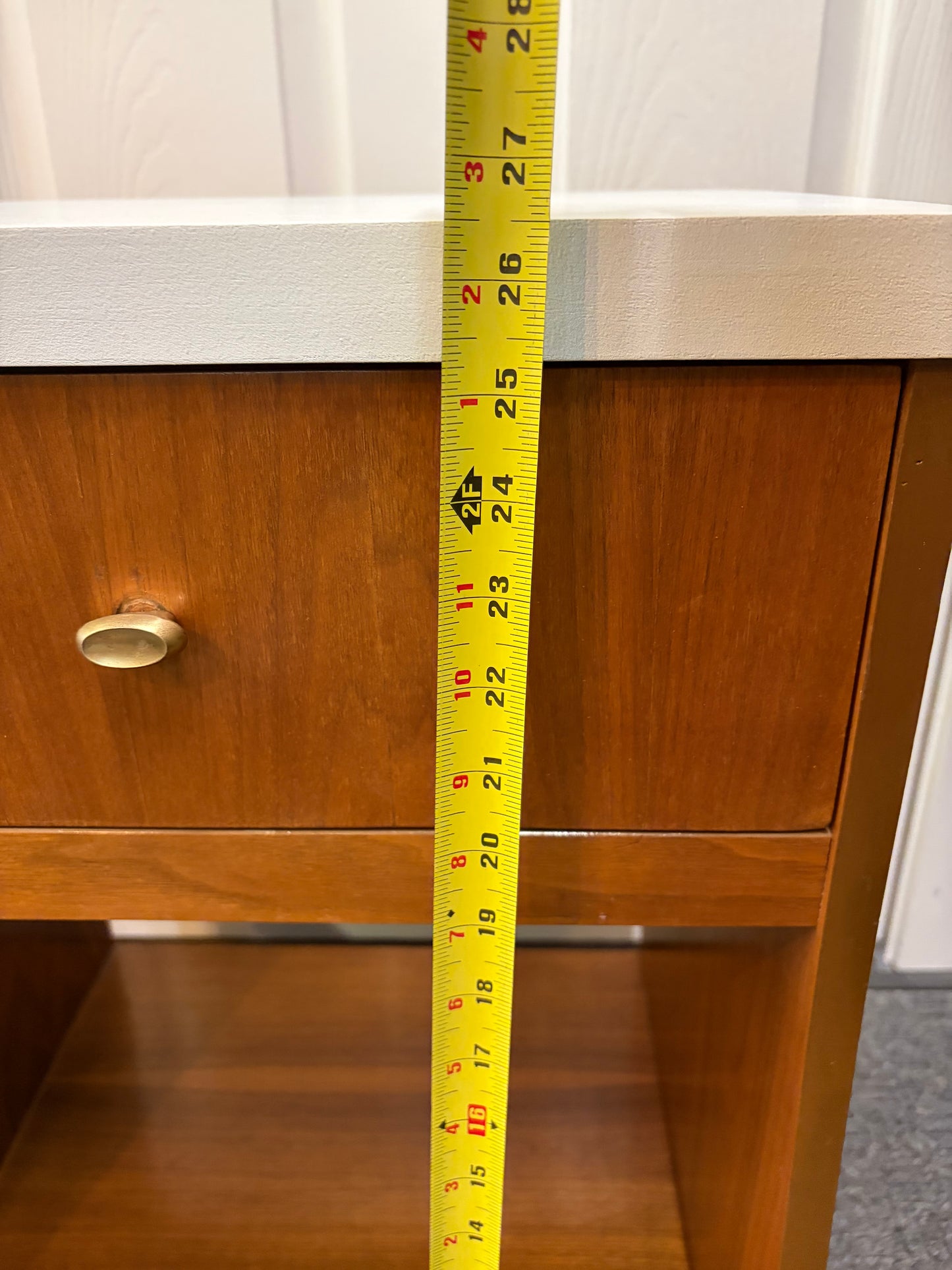 Mid Century Nightstand with White Top