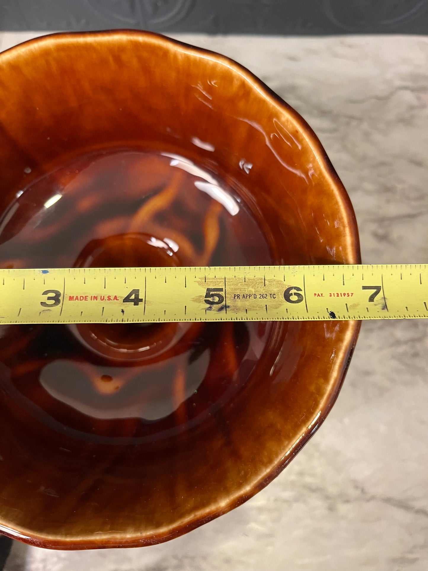 USA Brown Pedestal Pottery Bowl