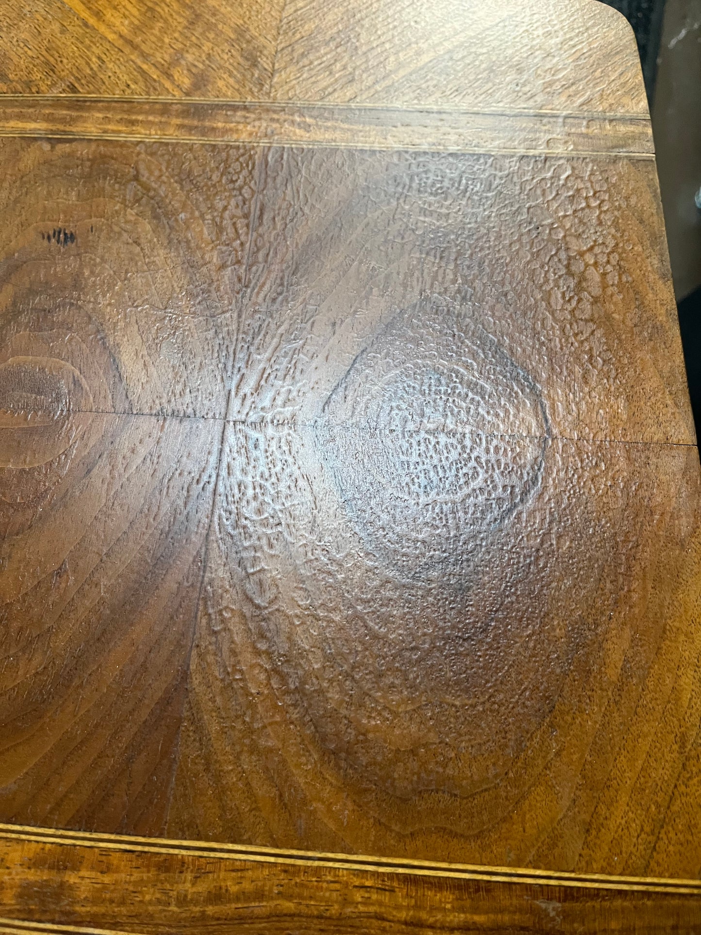 Walnut Inlay Tilt top Three Leg Side Table