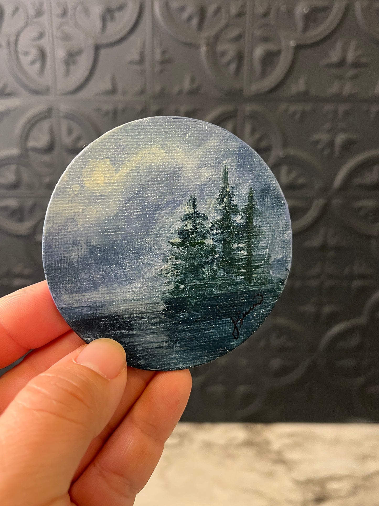 Midnight Lake Magnet painting by Jessie
