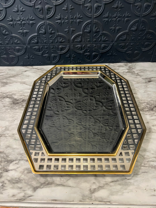 Stainless and 24K Gold Serving Tray INOXPRAN
