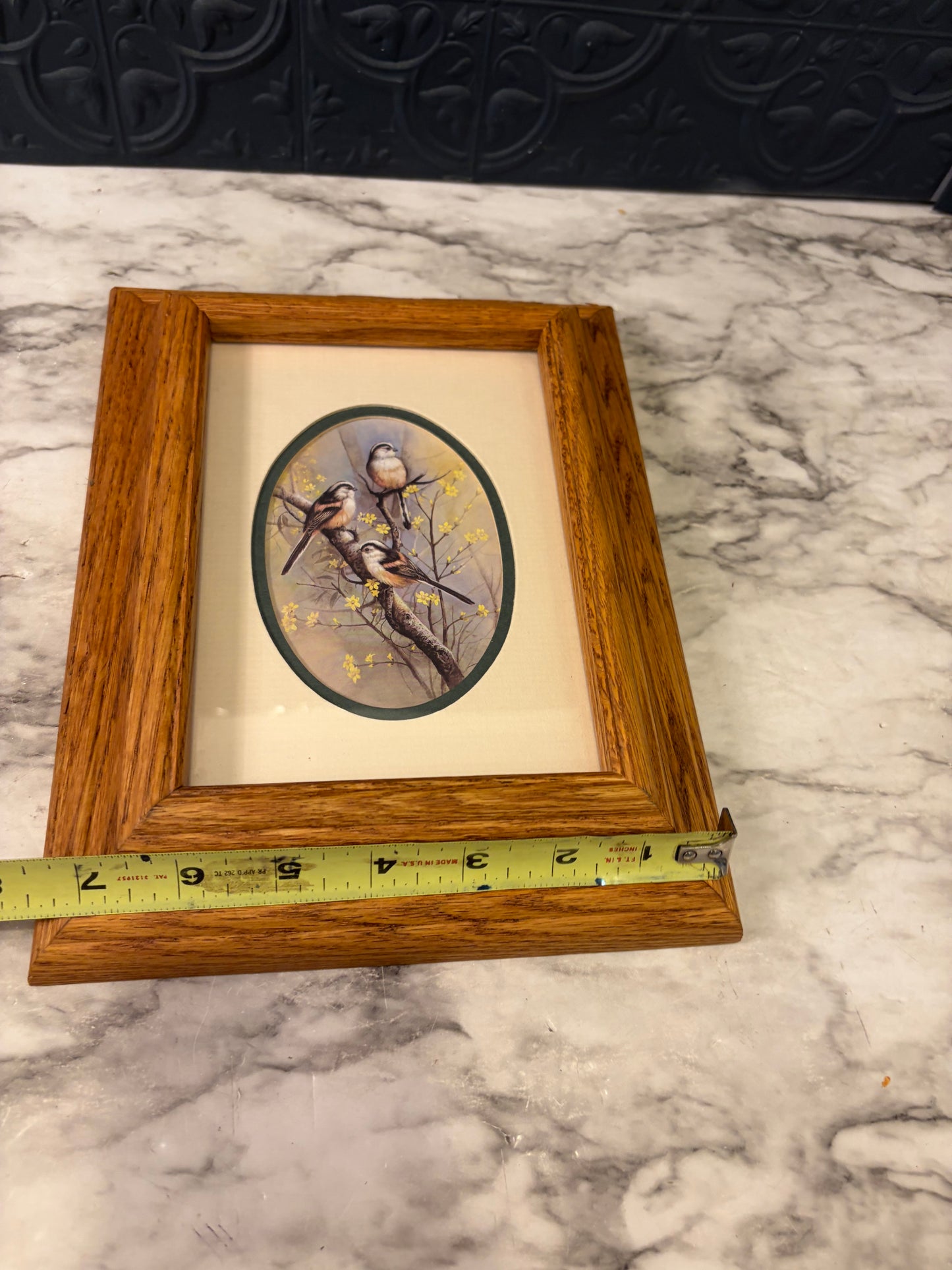 3 birds on a Branch in Wood Frame