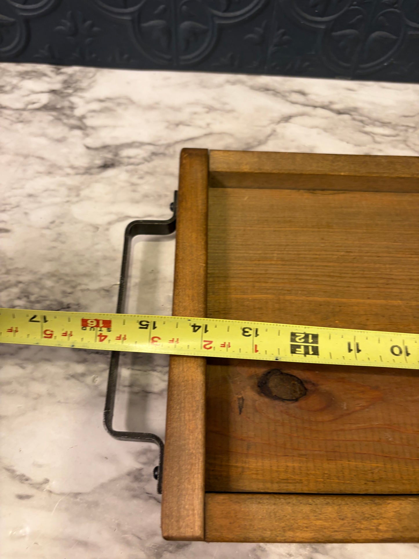 Rectangle Wood Tray with Iron Handles