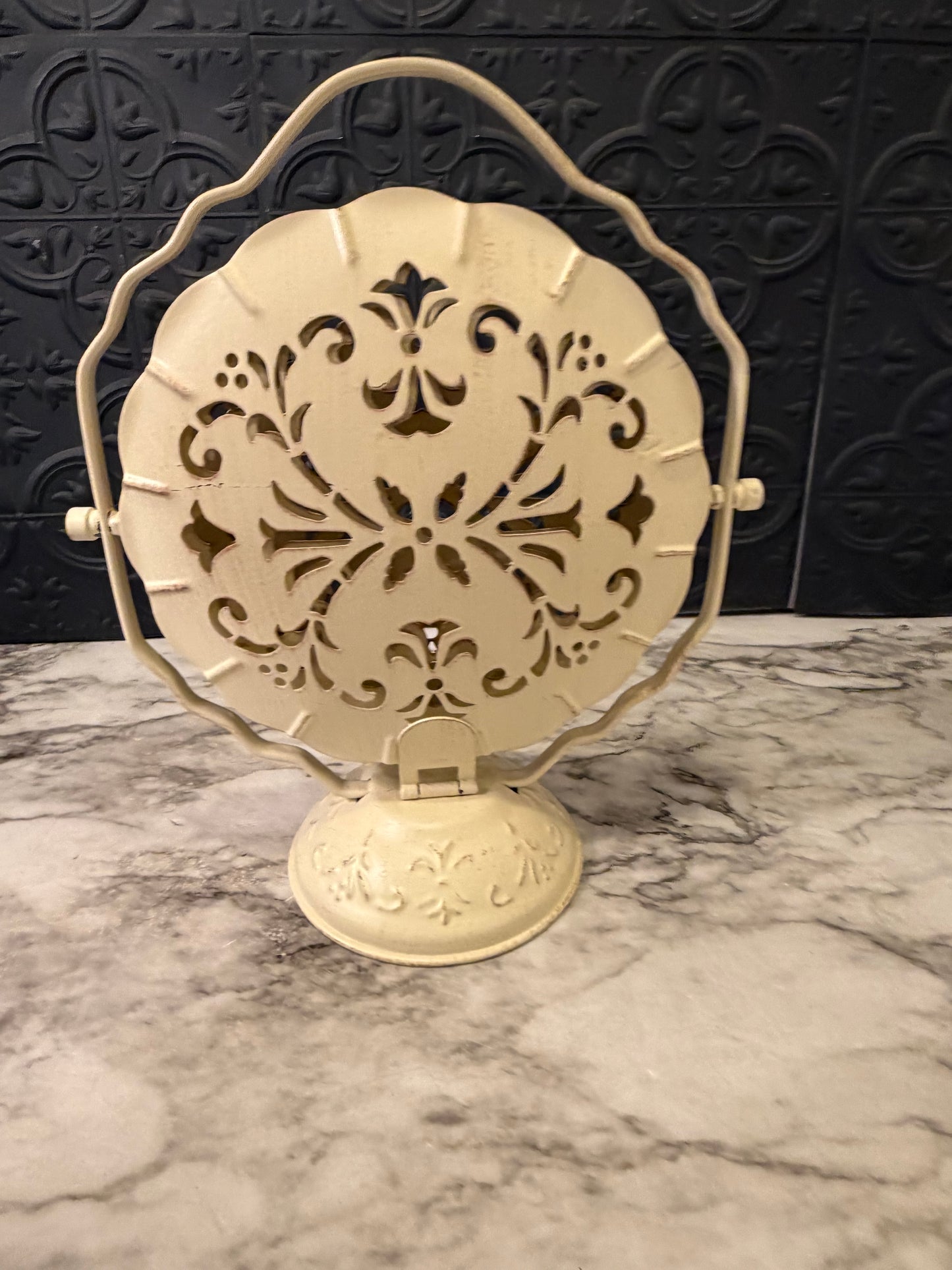 Folding 3 Tier Cream Metal Serving Tray