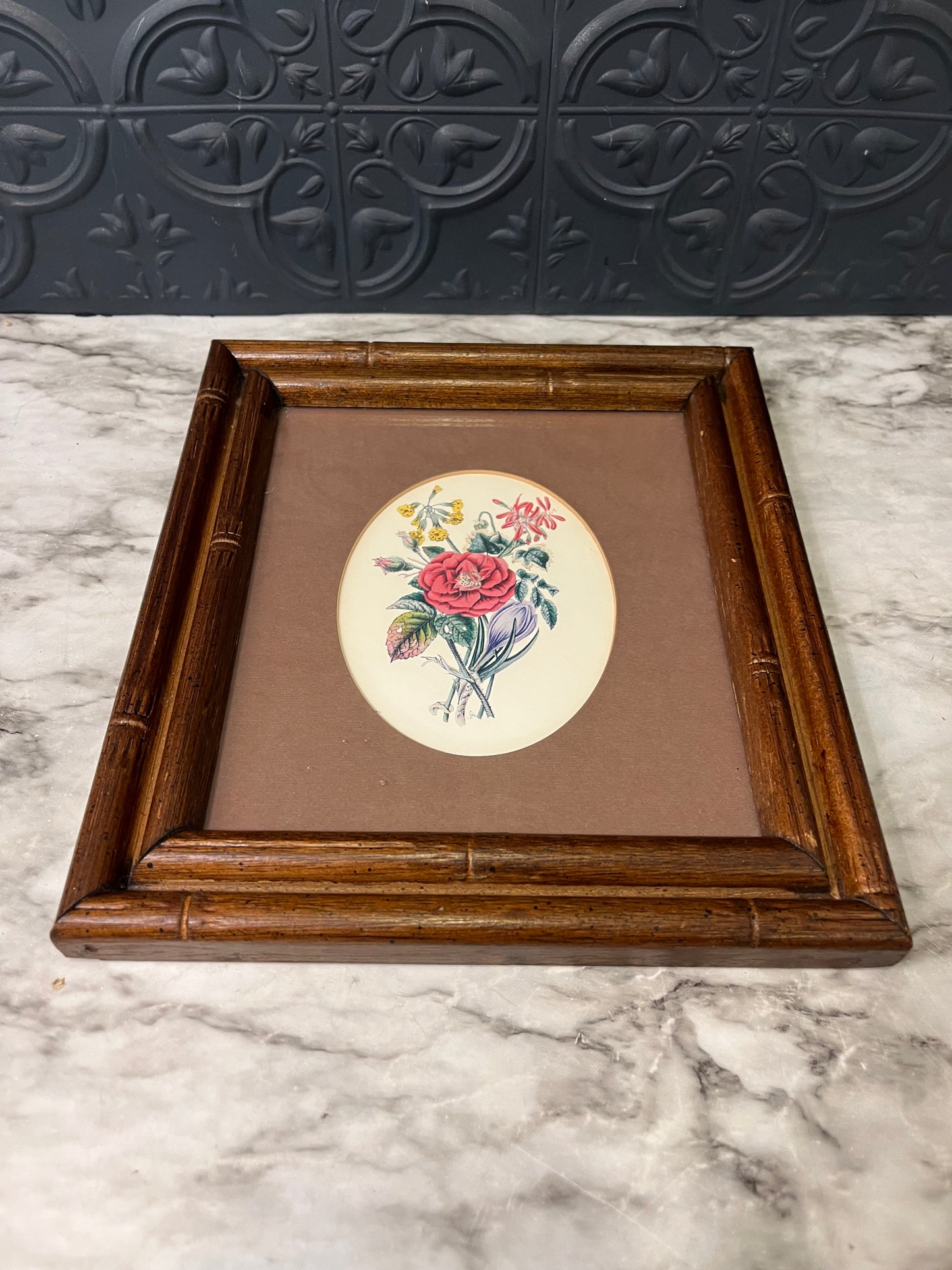Floral in Wood Bamboo Frame