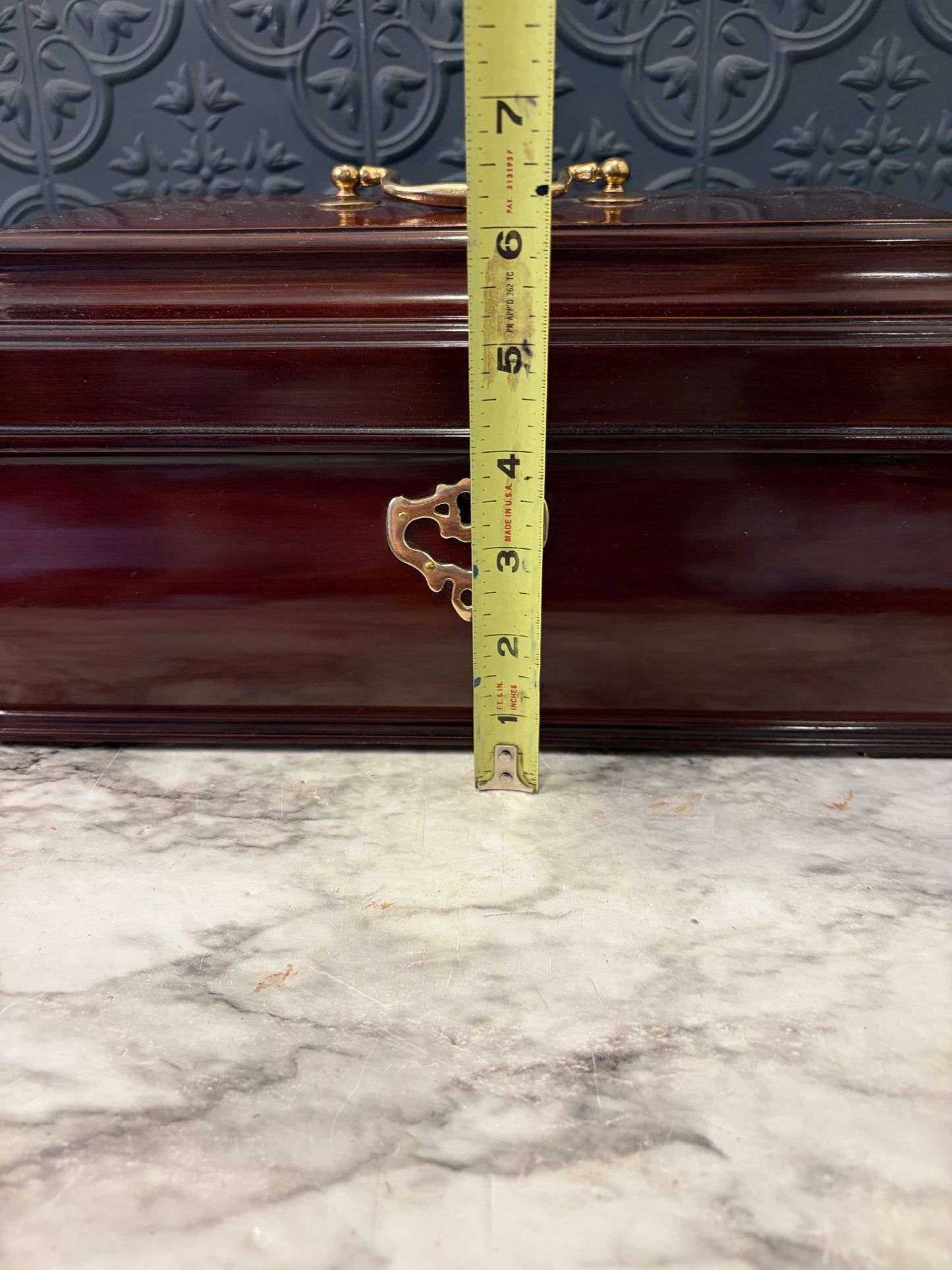 Cherry Wood Jewelry Box with Red Felt