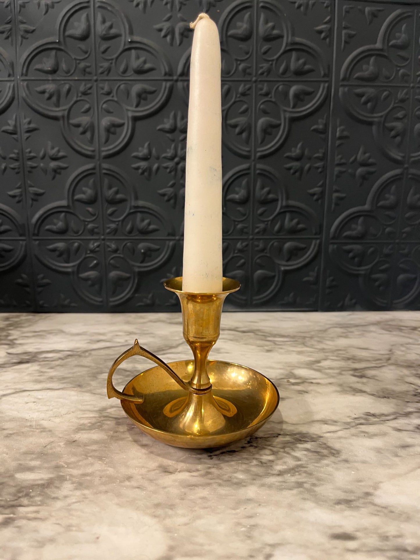 Small Brass Candle Holder with  Finger hole