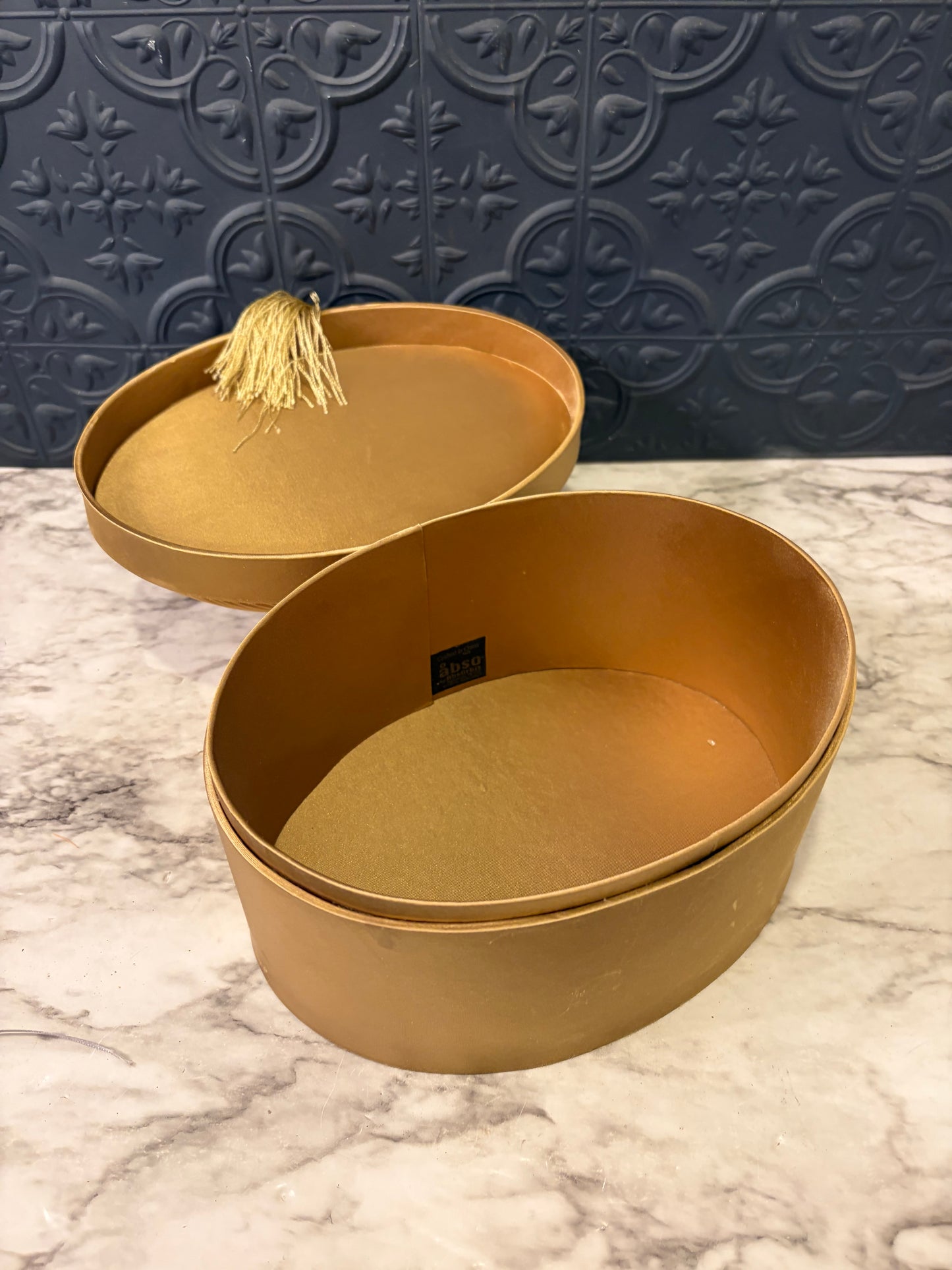 Gold Oval Fabric Box