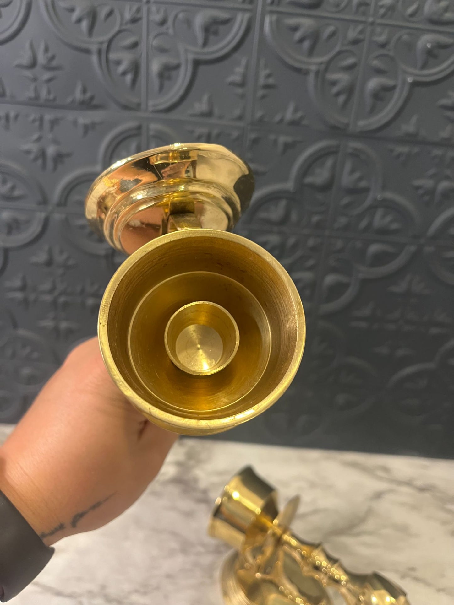 Brass spiral sconces x2