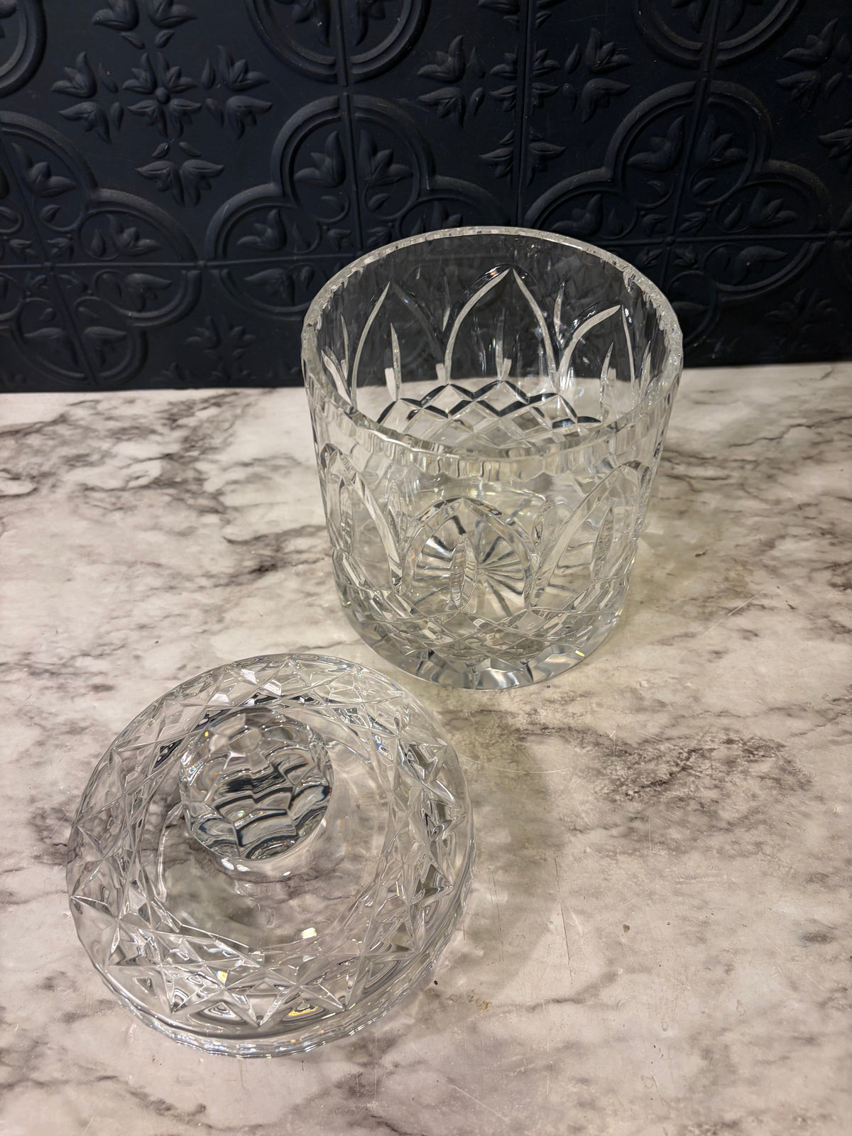 Heavy Cut Crystal Biscut Jar
