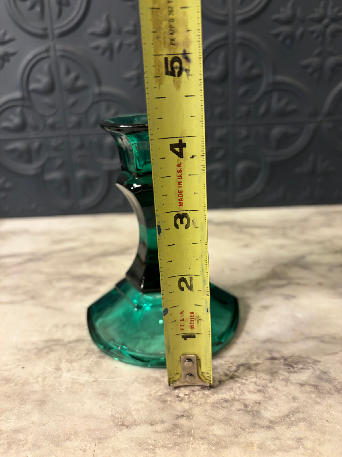 4.25 Green Glass Candle Holder