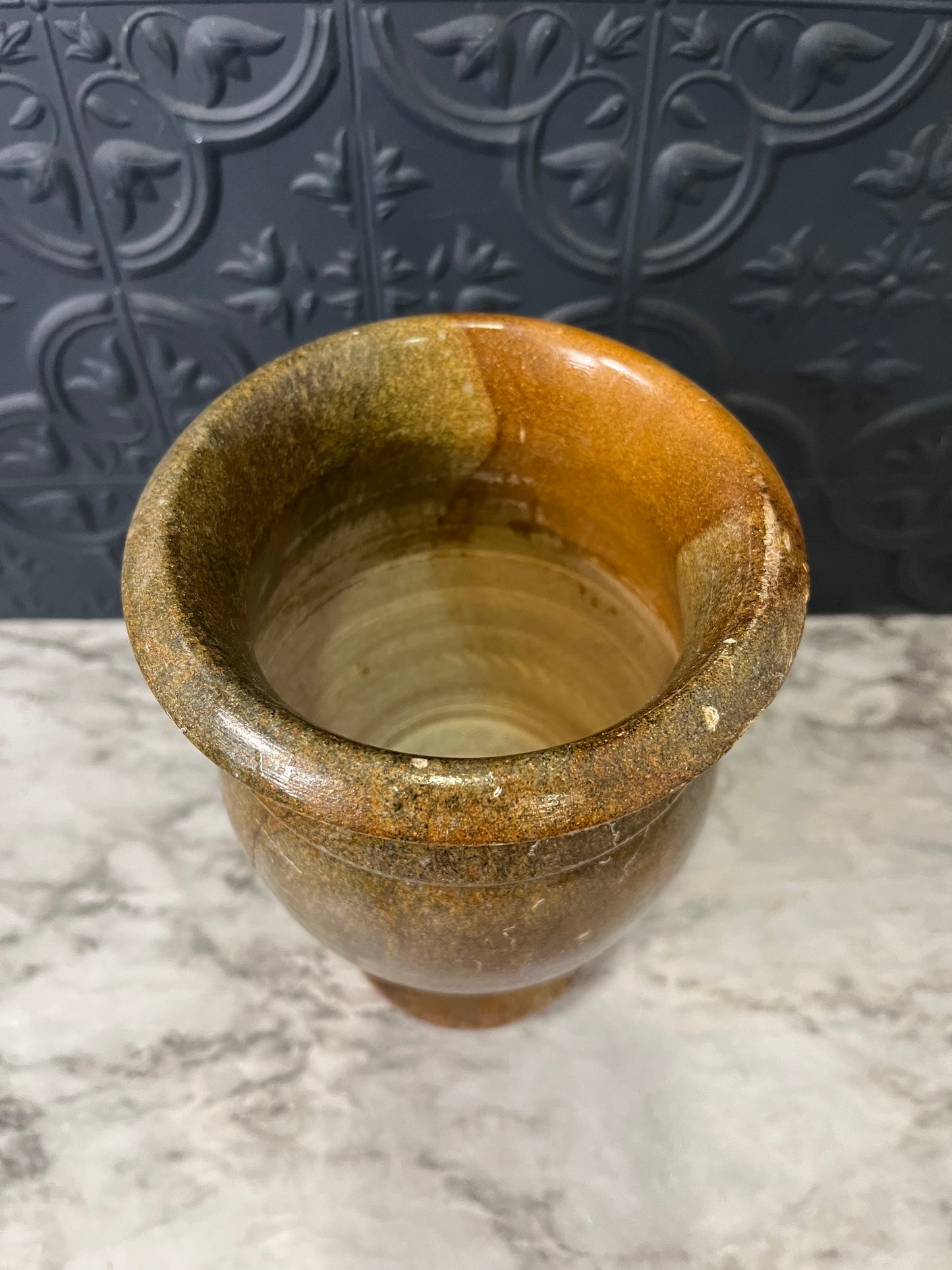 Brown Soapstone Pedestal Pot
