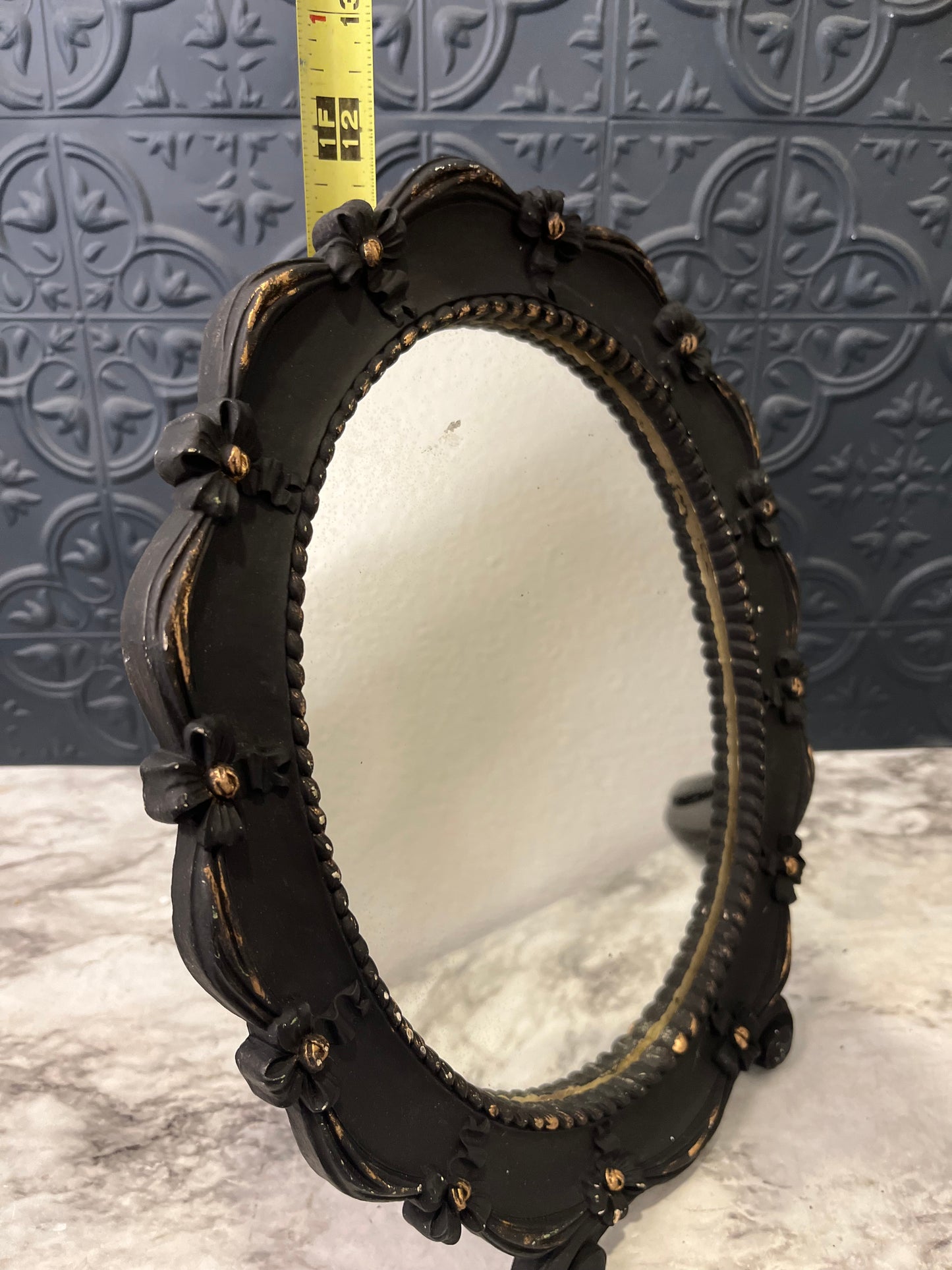 Painted Black Tabletop Mirror