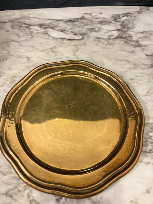 Brass Round Tray with Wavy Edge 7