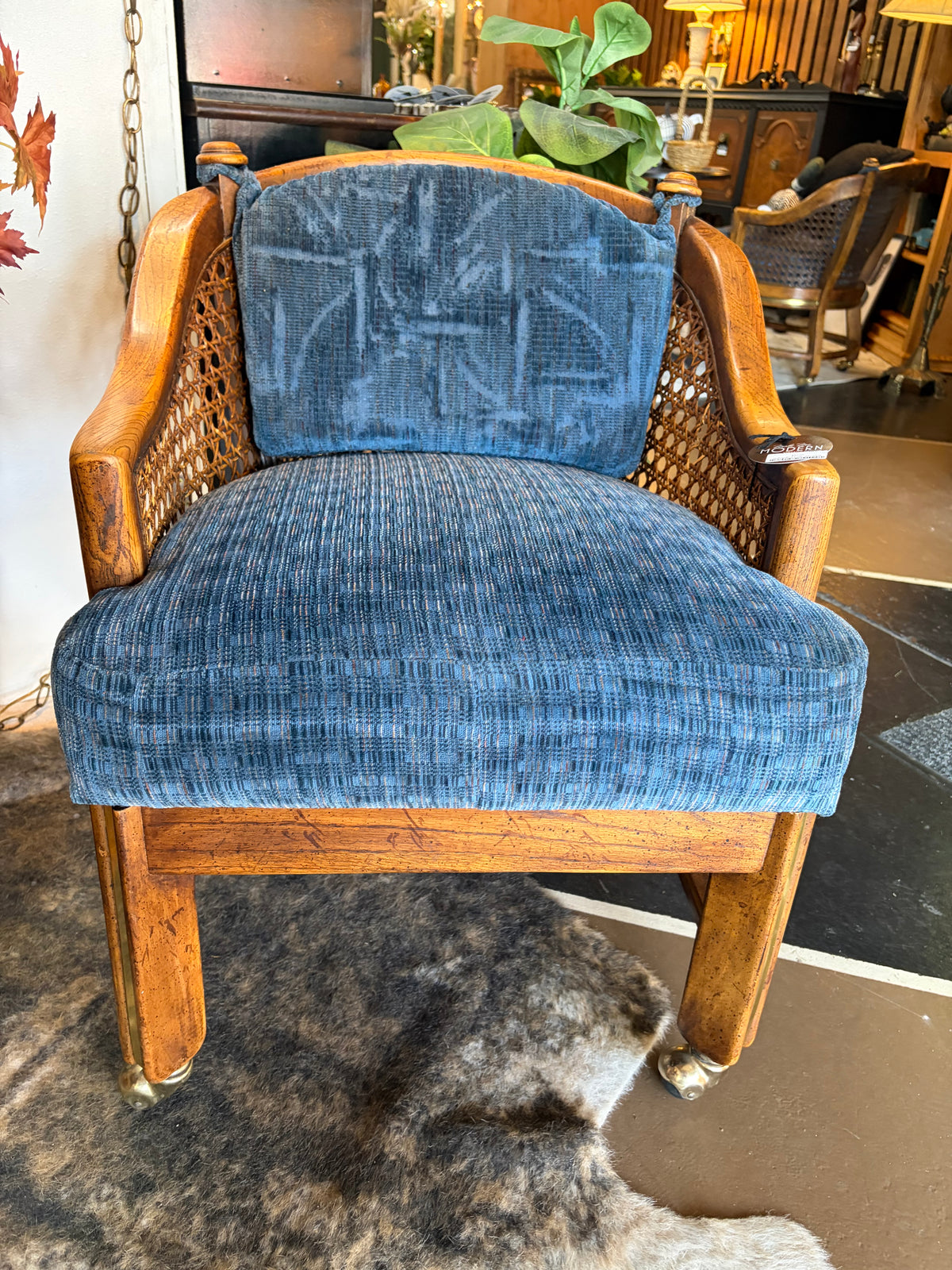Rolling Blue Chair with Cane
