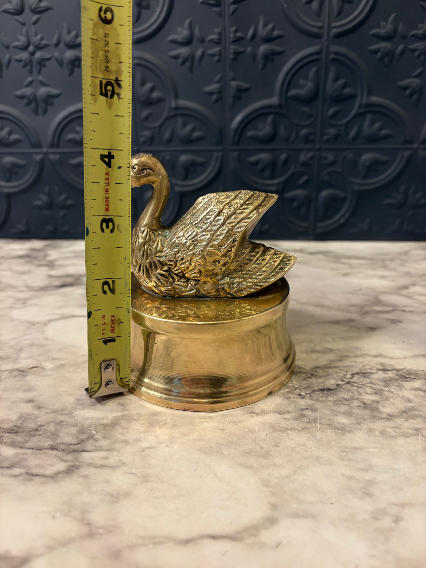 Brass Swan on Round Pedestal