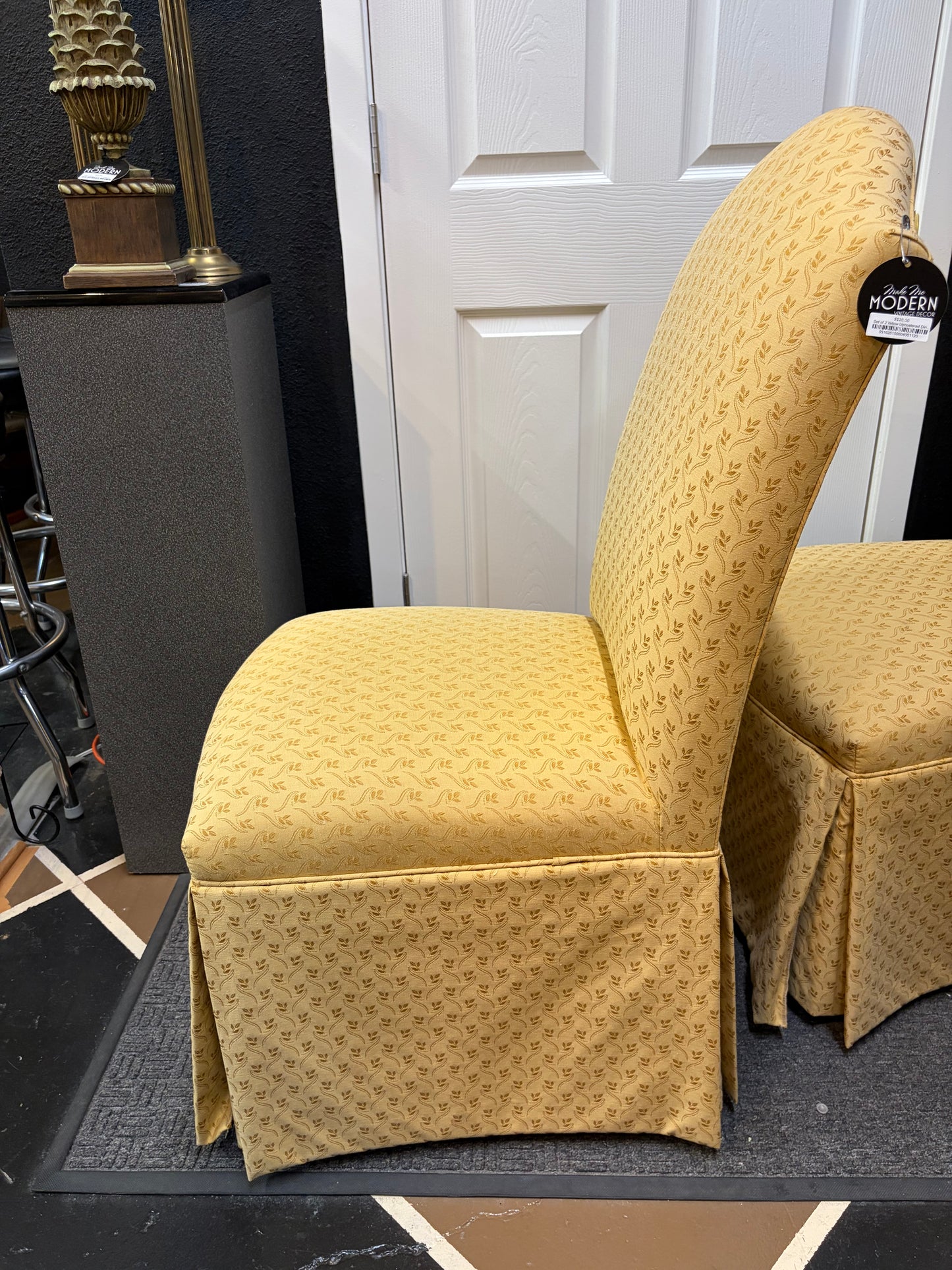 Set of 2 Yellow Uphostered Dinning Chairs