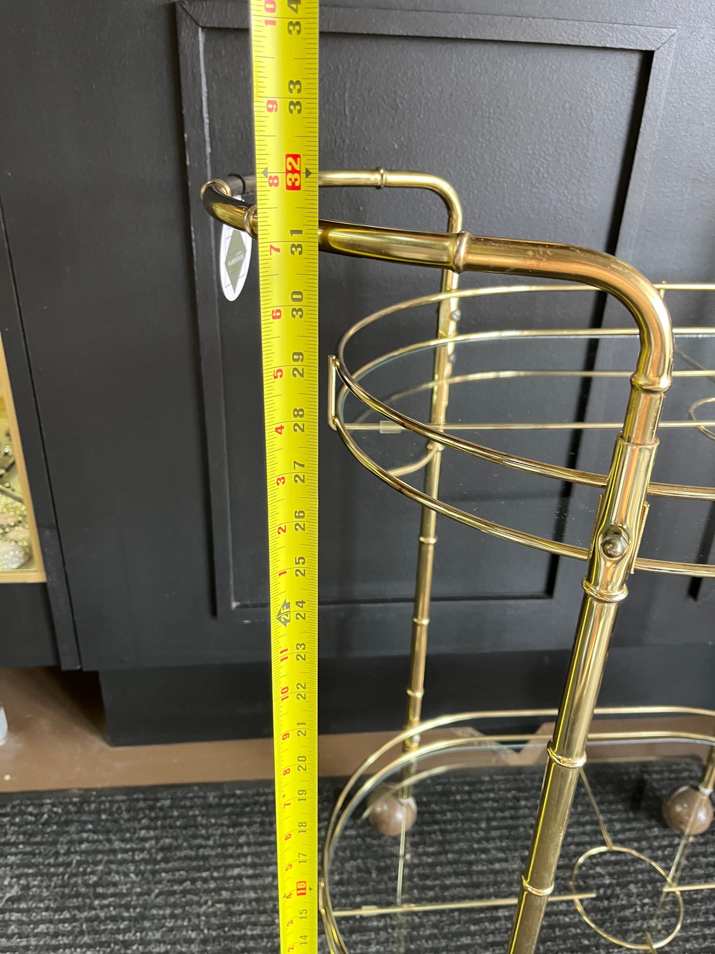 Oval Glass and Brass Bar Cart